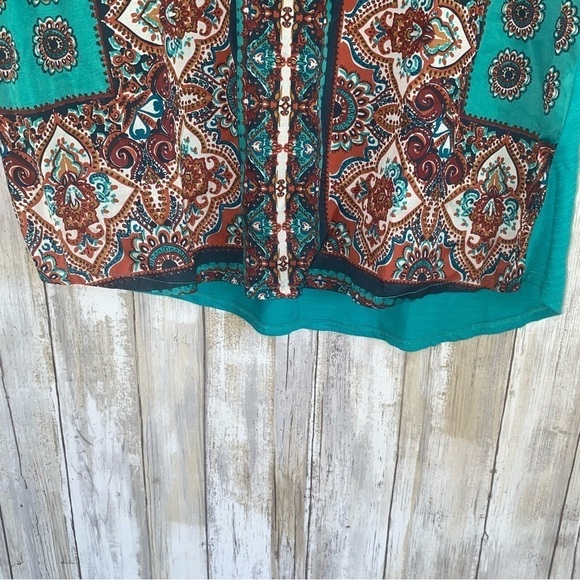 Lucky Brand Teal Printed Blouse - Picture 4 of 6